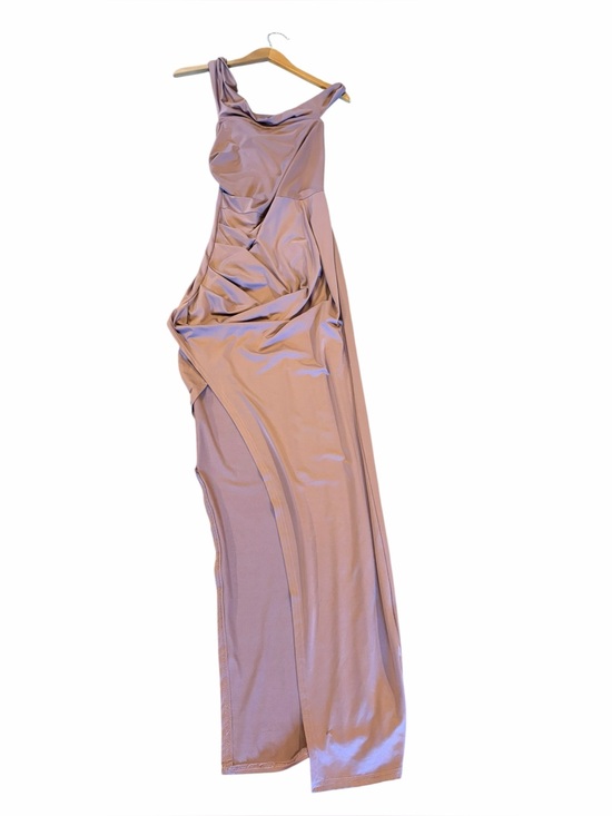 Dresses & Skirts - BALTIC BORN Mauve Satin Cowl Drape Neck High Slit Maxi Dress Gown